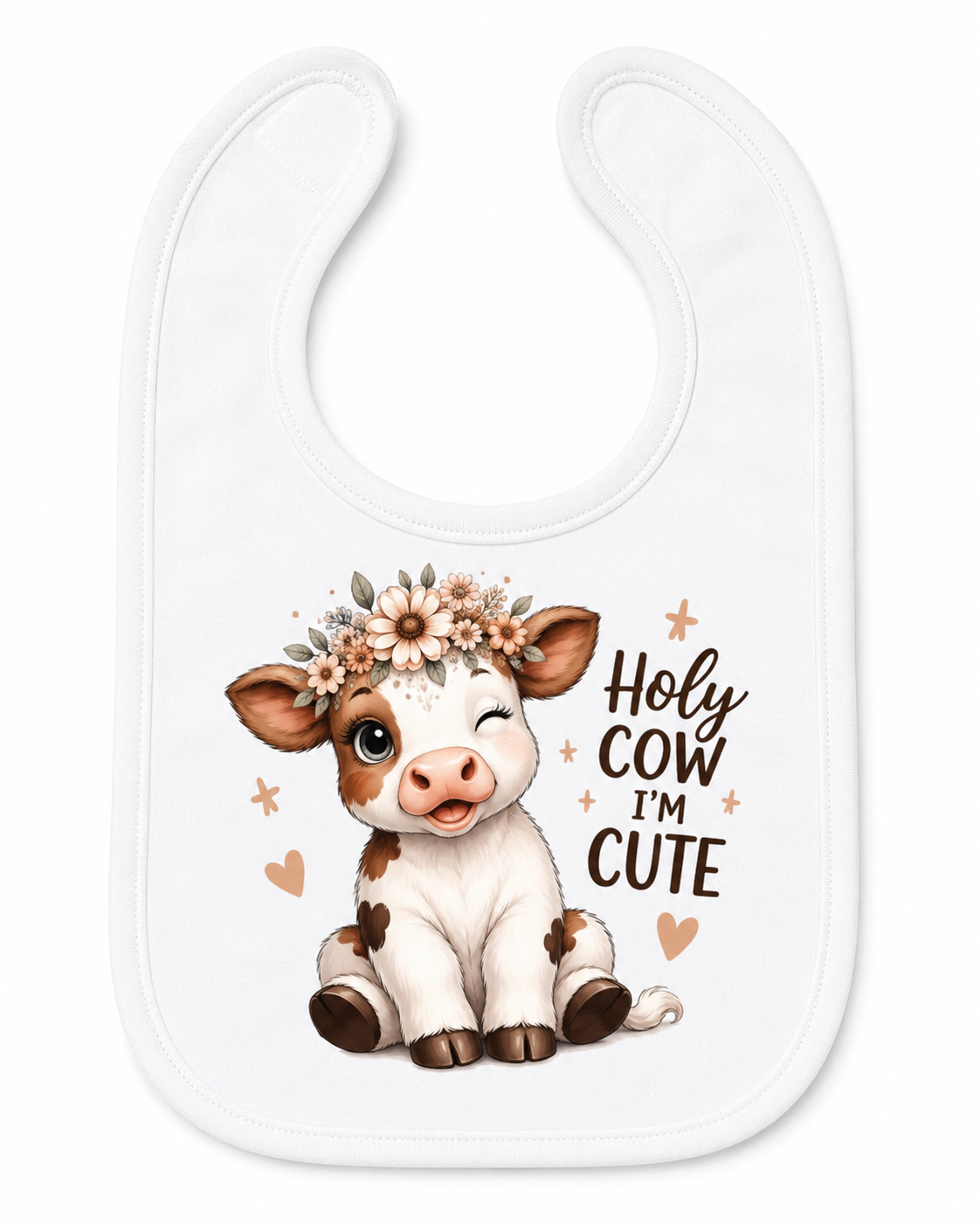 Holy Cow I'm Cute Baby Bib | Farm Animal Baby Gift