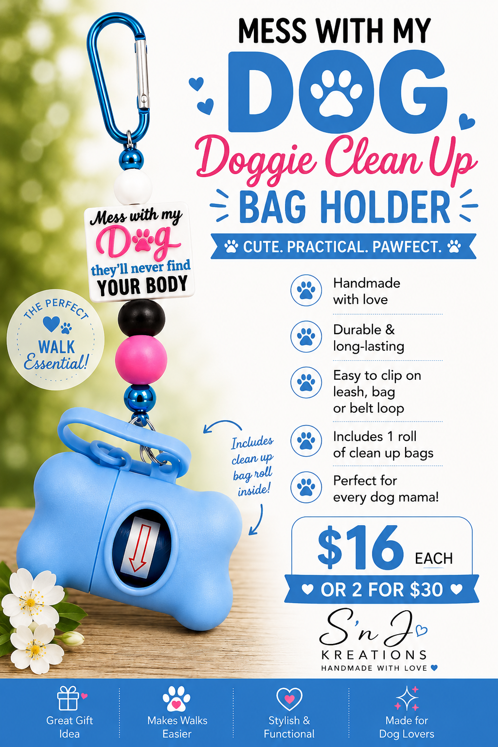 🐾 Doggie Clean Up Bag Holder Keychain