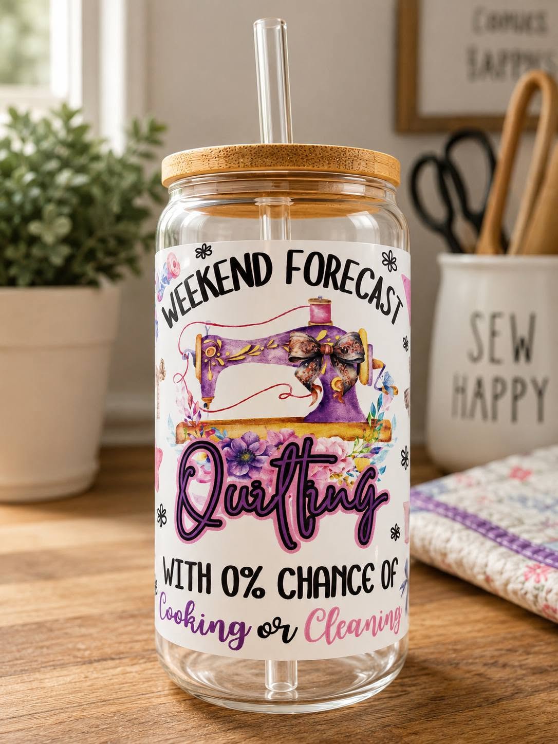 Weekend Forecast: Quilting Libbey Glass Can